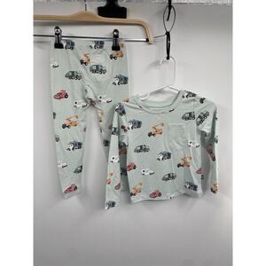 Kyte Baby Pajama Set Toddler 18-24M Green City Vehicles Graphic Long Sleeve NWOT